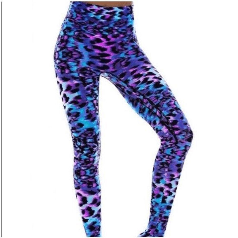 K-Deer Purple Leopard Print Splash Leggings